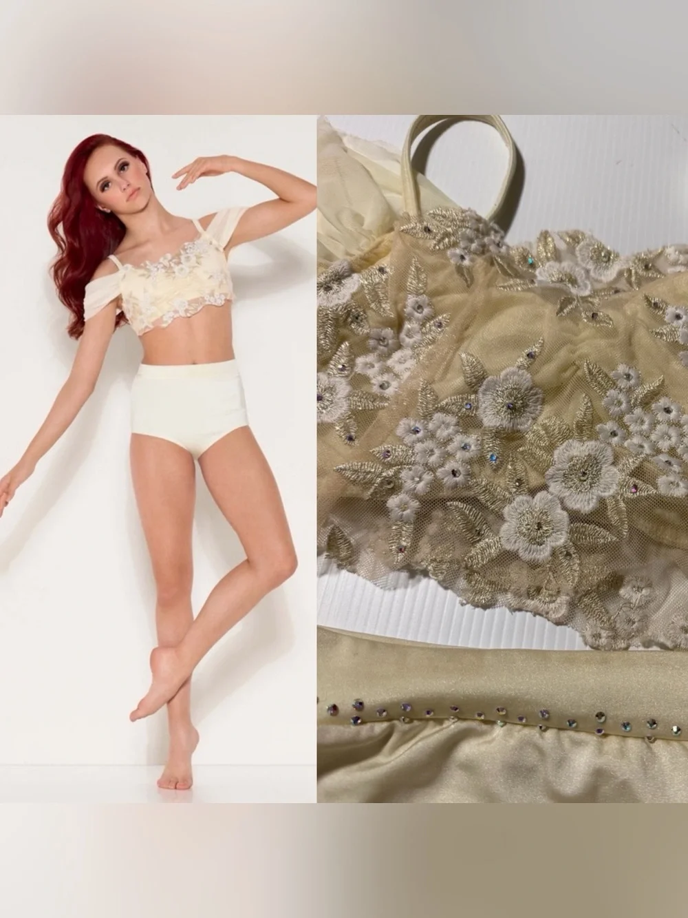 Kelle dance lyrical contemporary costume white ivory 2 piece 4472 born again SA